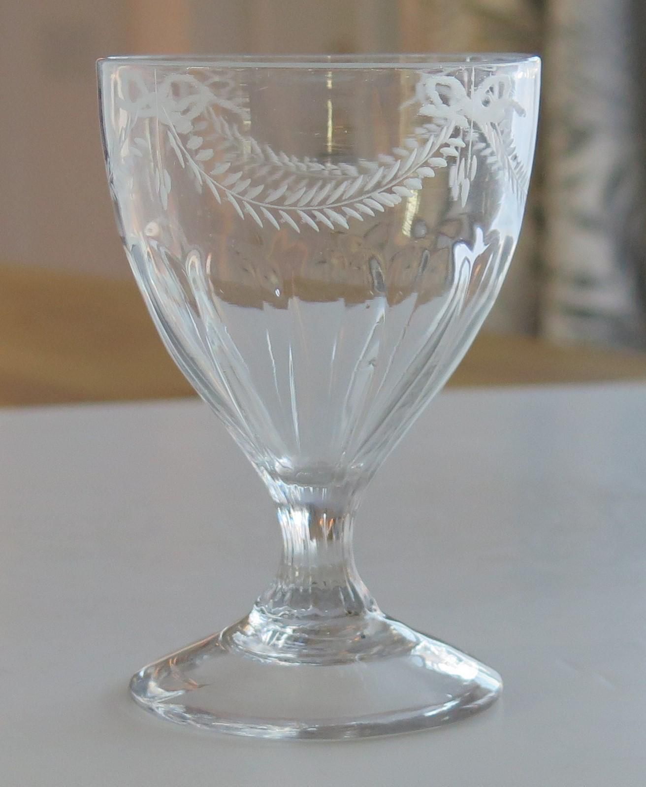 Georgian Rummer Drinking Glass Engraved Handblown Lead Glass, English, Ca 1800 photo buy