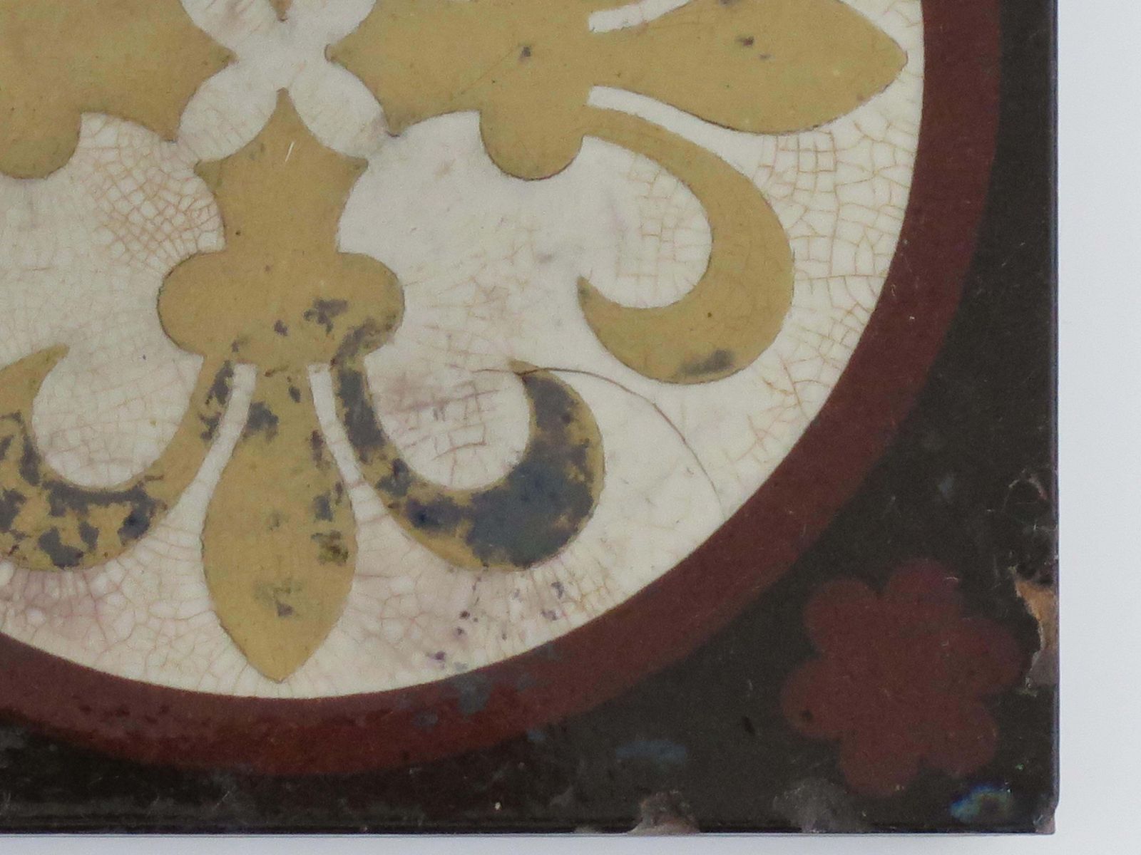 Ceramic Tile By William Godwin In Fleur De Lis Pattern, English 19th Century photo vinterior