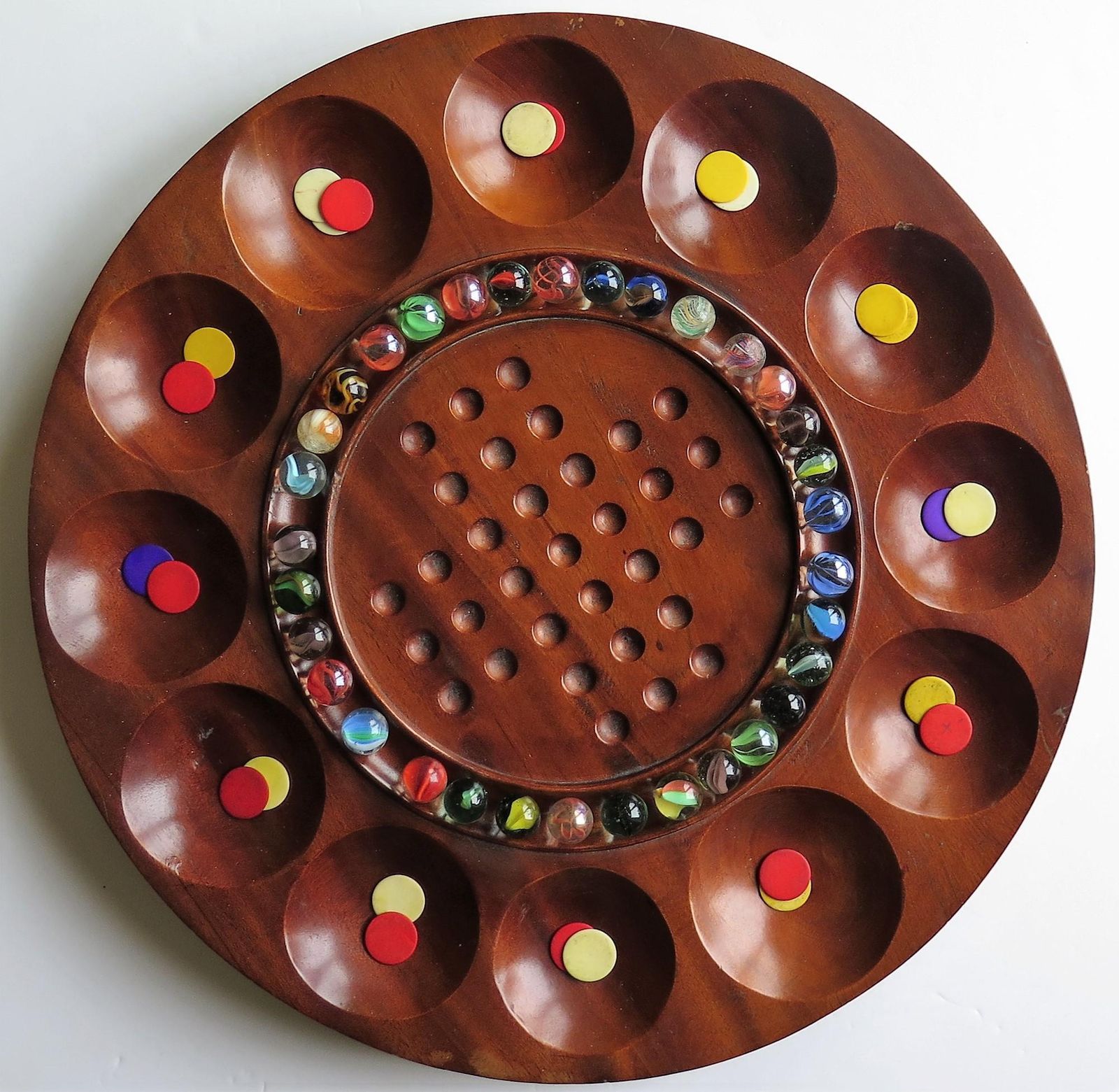 Combination Board Game Of Marble Solitaire And Tiddlywinks, Circa 1925 photo Home Decor