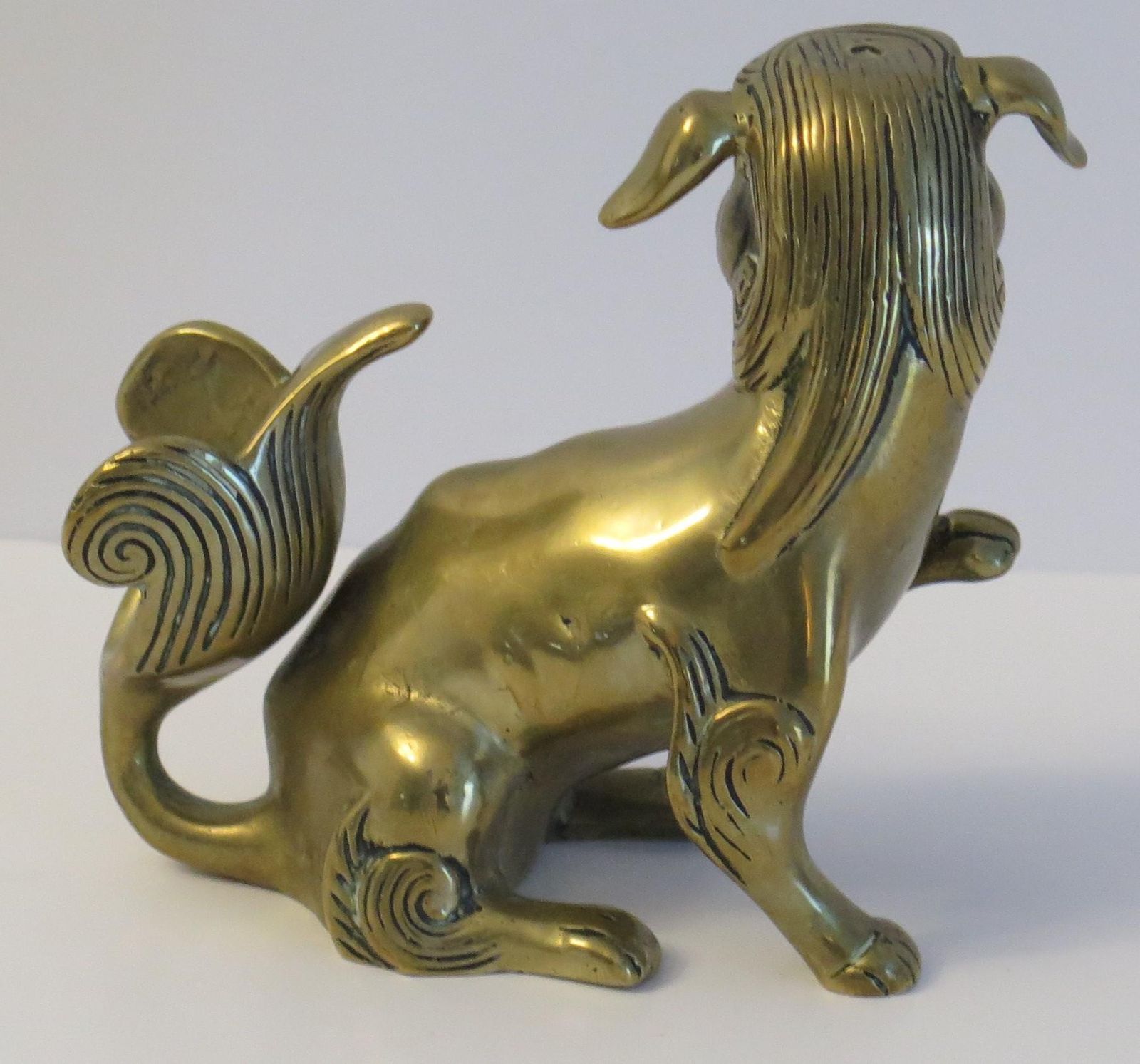 photo vinterior Antique Pair Of Chinese Bronze Foo Dogs Good Detail, Qing Early 19th Century
