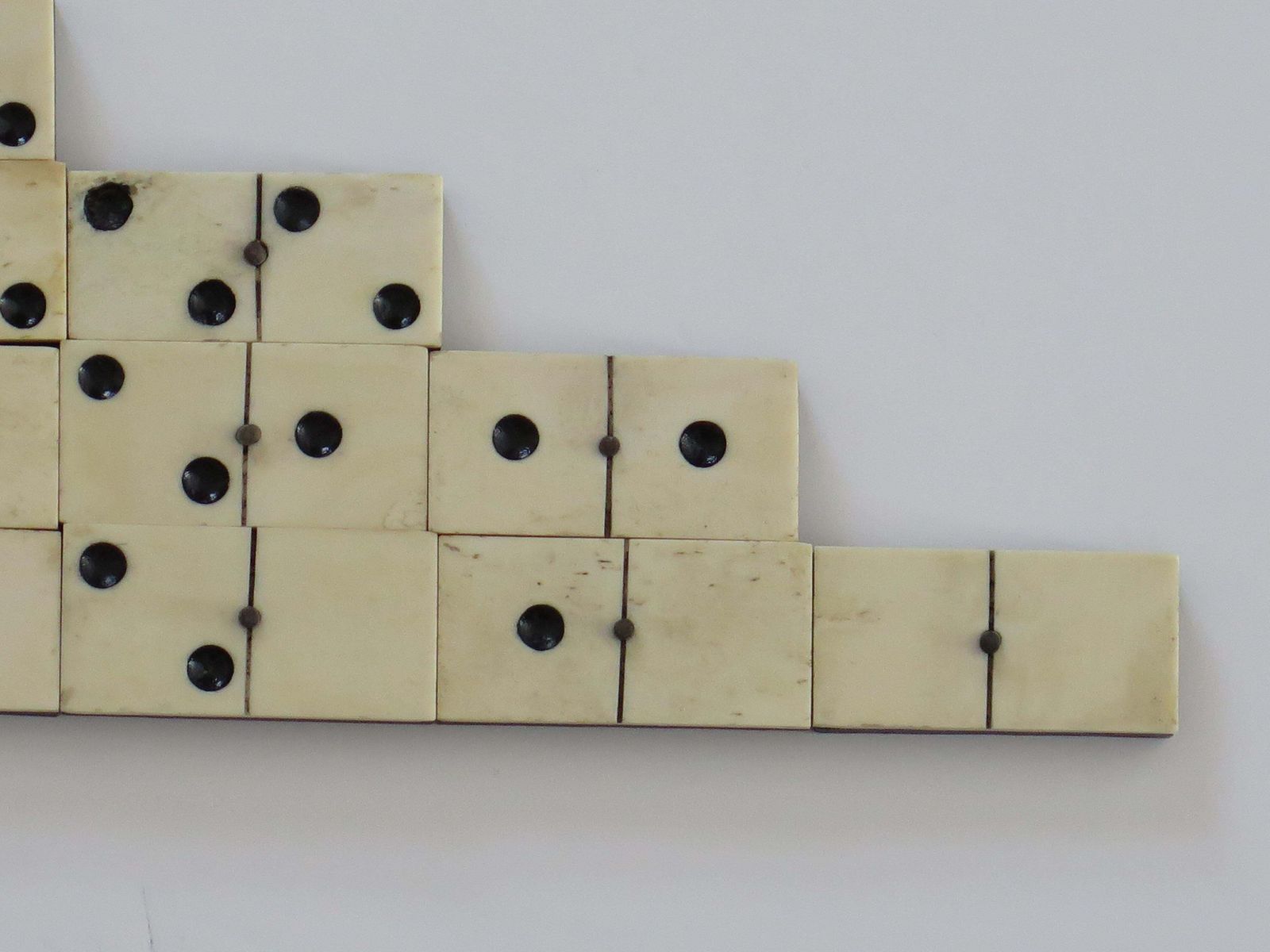 Home Decor Victorian "9 Spot" Dominoe Game 55 Piece Set In Jointed Hardwood Box, 19th C. photo