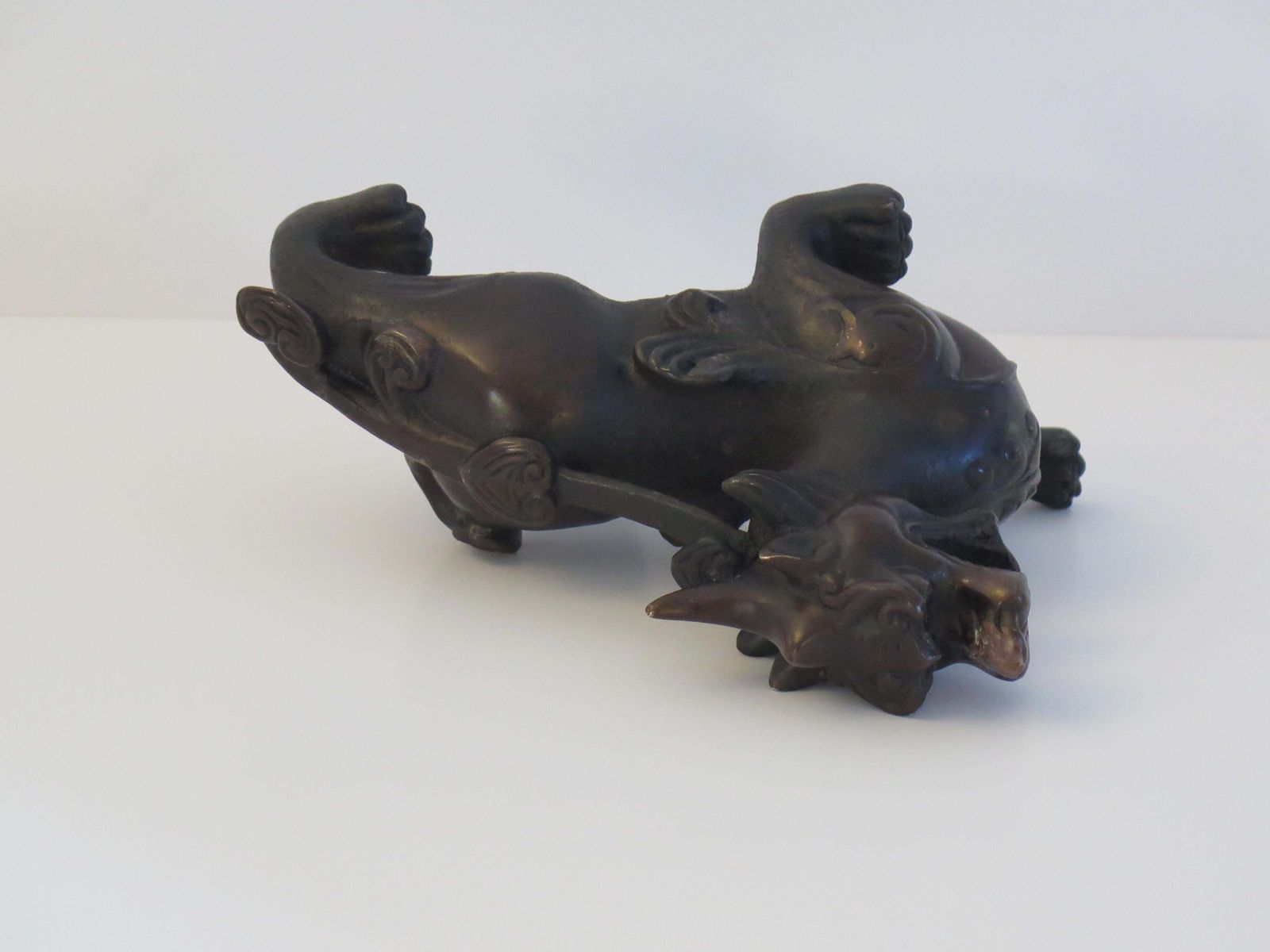 Antique Pair Of Chinese Bronze Foo Dogs Good Detail, 19th Century Qing Dynasty photo buy