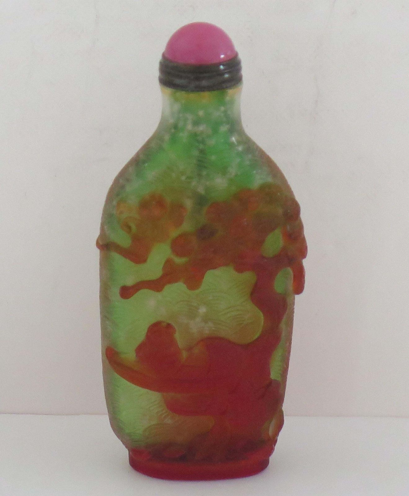 Chinese Export Snuff Bottle In Overlay Cameo Glass Finely Carved, Circa 1920s photo furniture