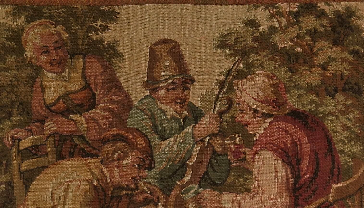 Tapestry Woven Panel Of Figure Group Aubusson Style, French Circa 1930 photo buy