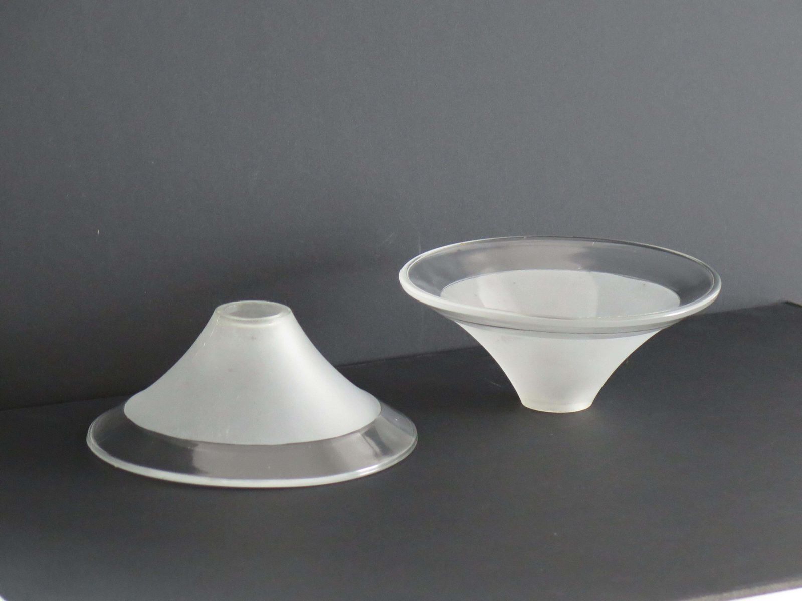 Art Deco Period Glass Lampshades Pair (C) Conical & Frosted, Circa 1925 photo furniture