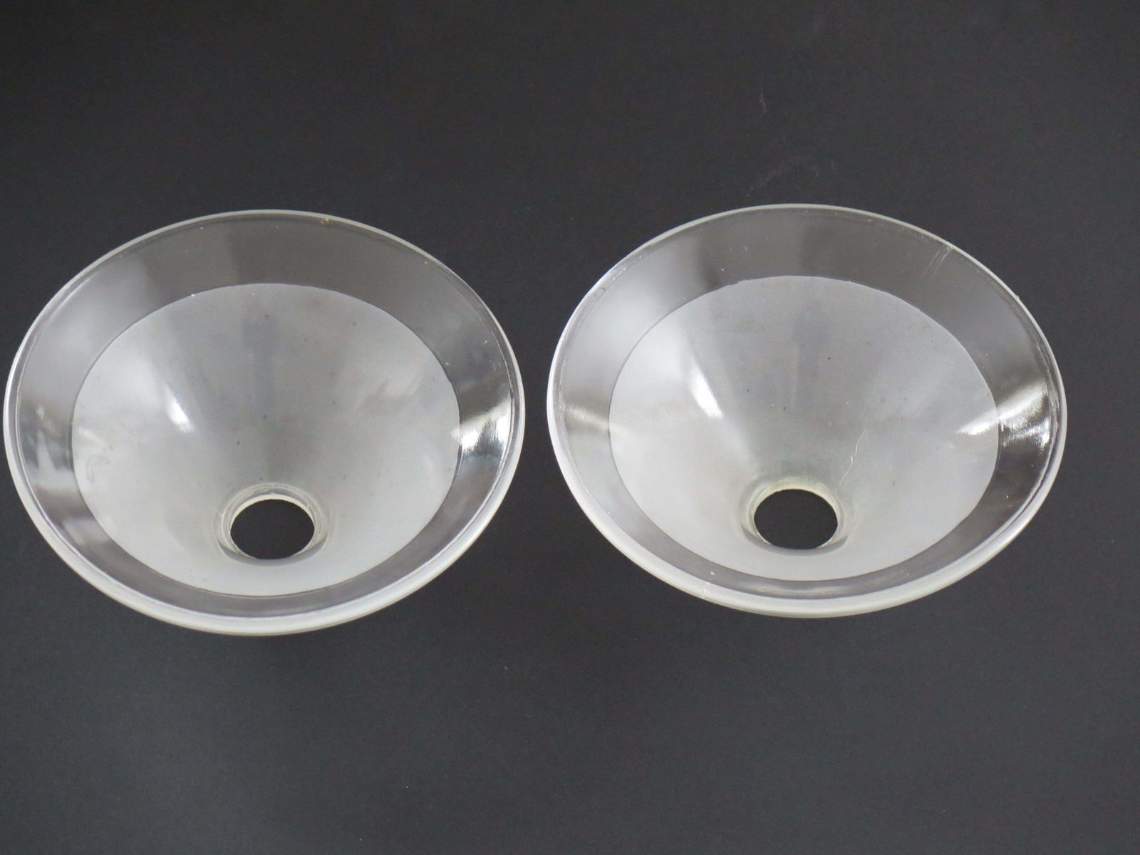 Art Deco Period Glass Lampshades Pair (C) Conical & Frosted, Circa 1925 photo Lighting