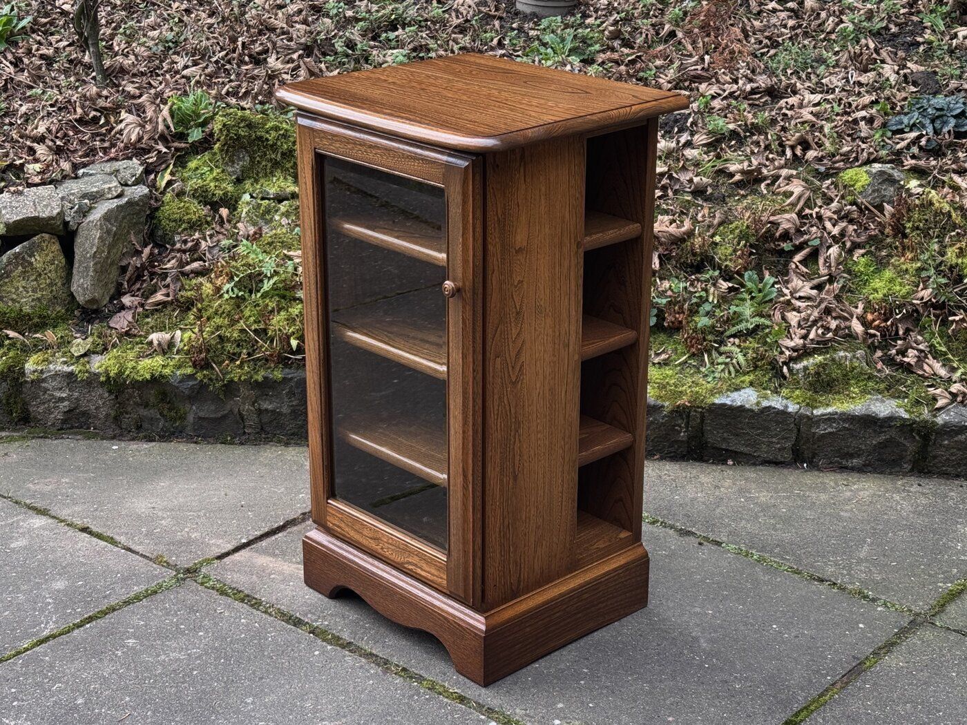 An Ercol Golden Dawn Elm Cd Storage / Display Cabinet / Shelves / Unit photo furniture