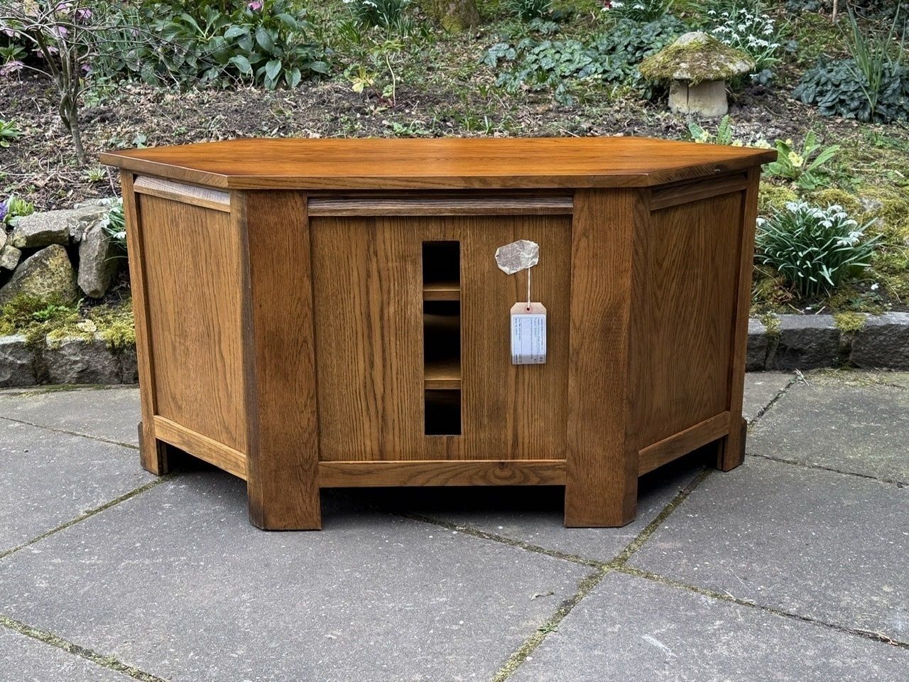 photo buy A Wood Brothers Old Charm Carved Light Oak Corner Tv Cabinet / Media Stand / Unit