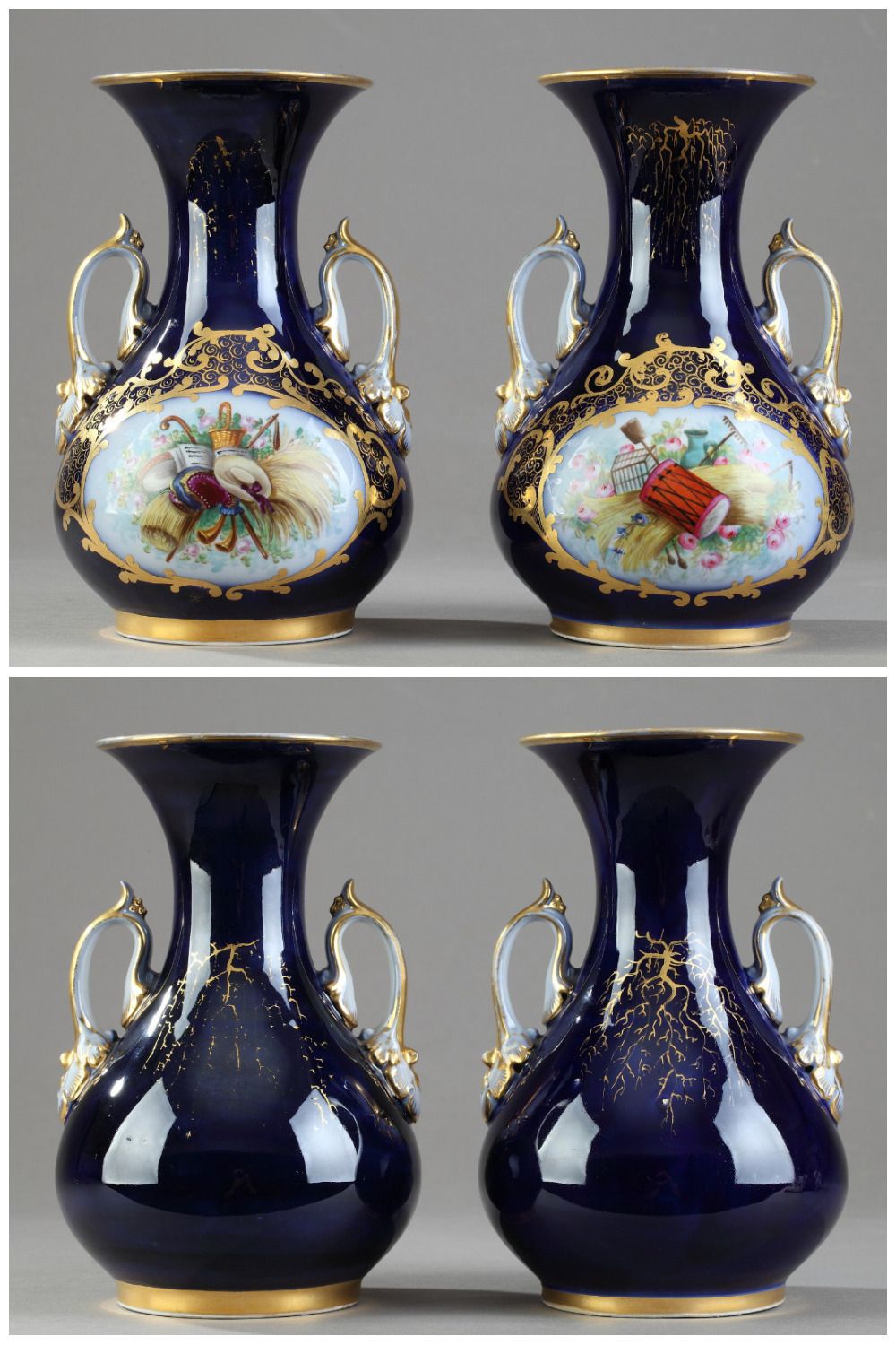 Paire de vases en porcelaine Valentine, milieu du XIXe siècle