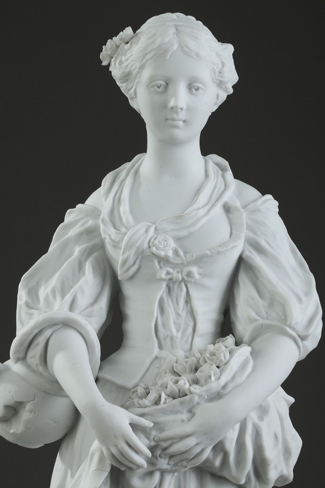 Biscuit Statuette "Young Woman With Flowers"  19th Century Period photo furniture