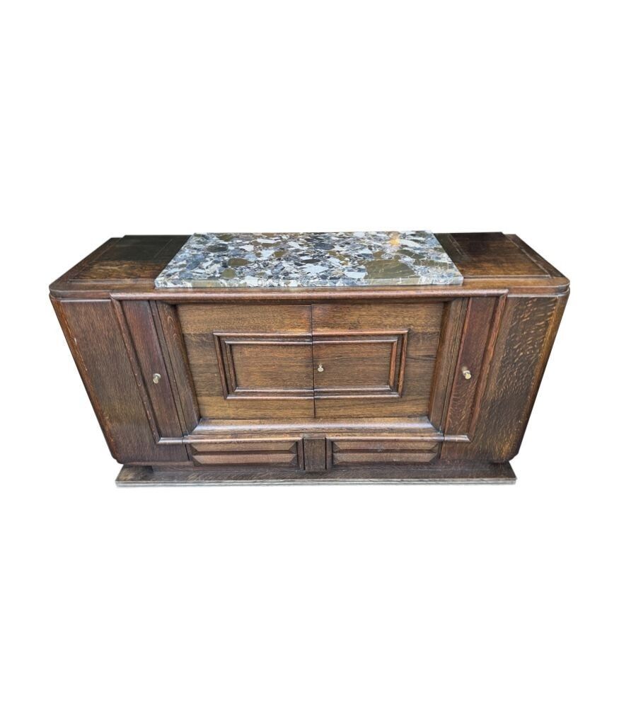 4750.0 An Art Deco 1940s Oak Sideboard By Gaston Poisson With Original Marble Top. photo