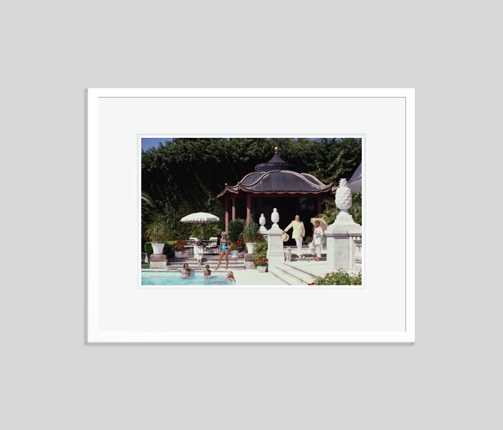 Slim Aarons 'Pagoda Poolhouse' Framed White photo furniture