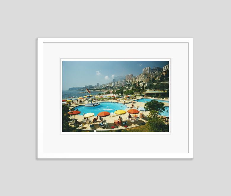 Slim Aarons 'Monte Carlo Beach Club' Framed White photo furniture