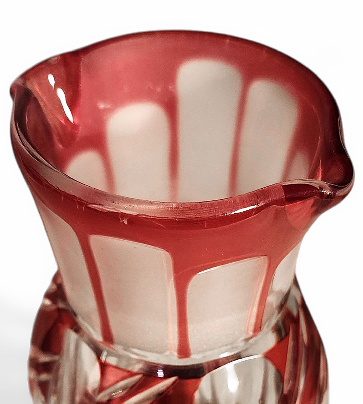 1930s Art Déco Crystal Cocktail Shaker/Bottle And Lid In Ruby Red Overlay Glass, France photo buy