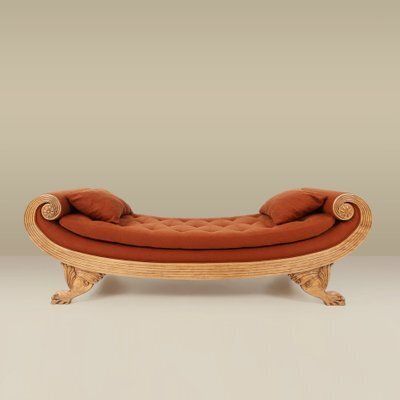 Empire French Hand Carved Oak Daybed, 1950s