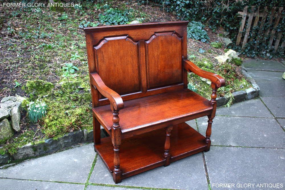 A Titchmarsh And Goodwin Solid Oak Tavern Seat / Settle / Pew / Hall Armchair / Bench photo for sale
