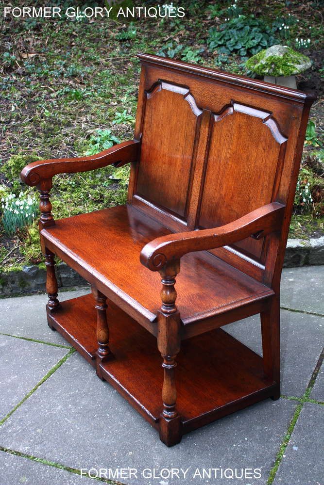 photo buy A Titchmarsh And Goodwin Solid Oak Tavern Seat / Settle / Pew / Hall Armchair / Bench