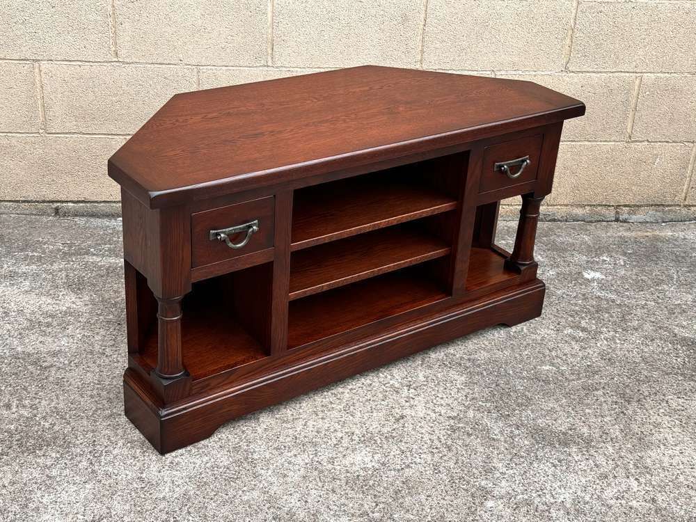 A Wood Brothers Old Charm Tudor Brown Oak Corner Tv Cabinet / Stand / Media Unit photo furniture