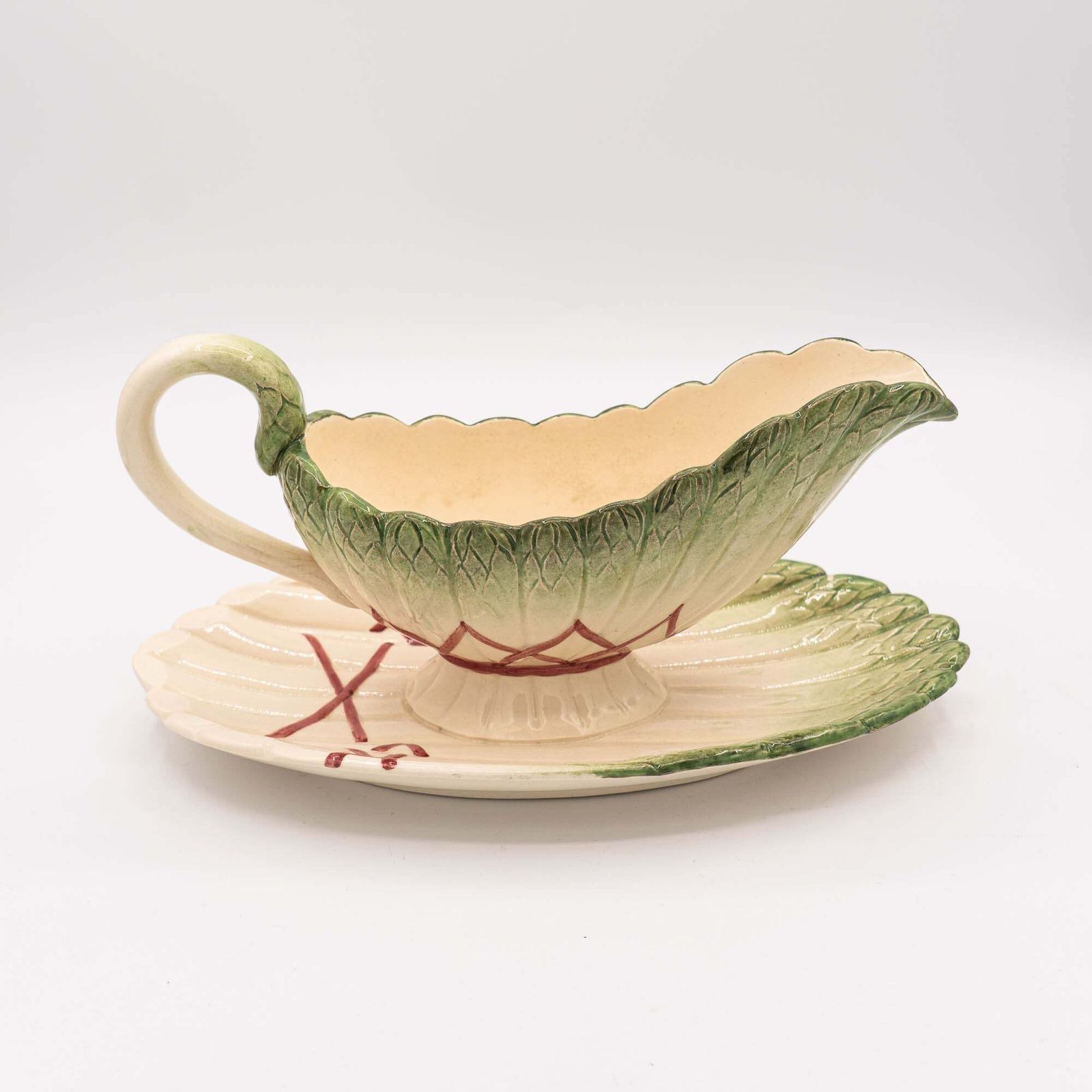 Antique Asparagus Gravy Boat   Sarreguemines   1870s