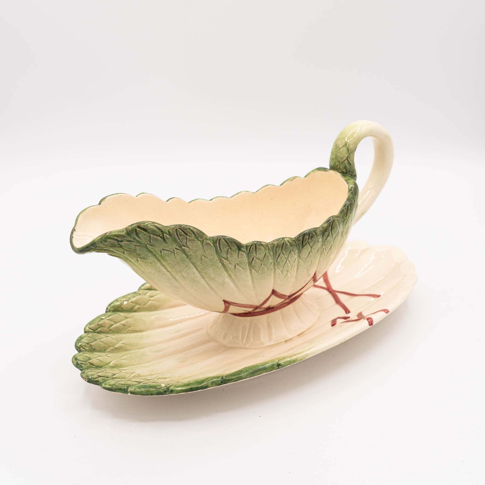 Antique Asparagus Gravy Boat   Sarreguemines   1870s photo 221.0