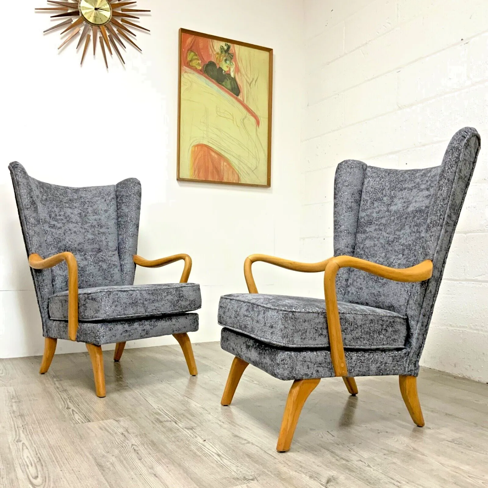 A Pair Of Howard Keith “Bambino” Lounge Chairs Mid Century Vintage Reupholstered