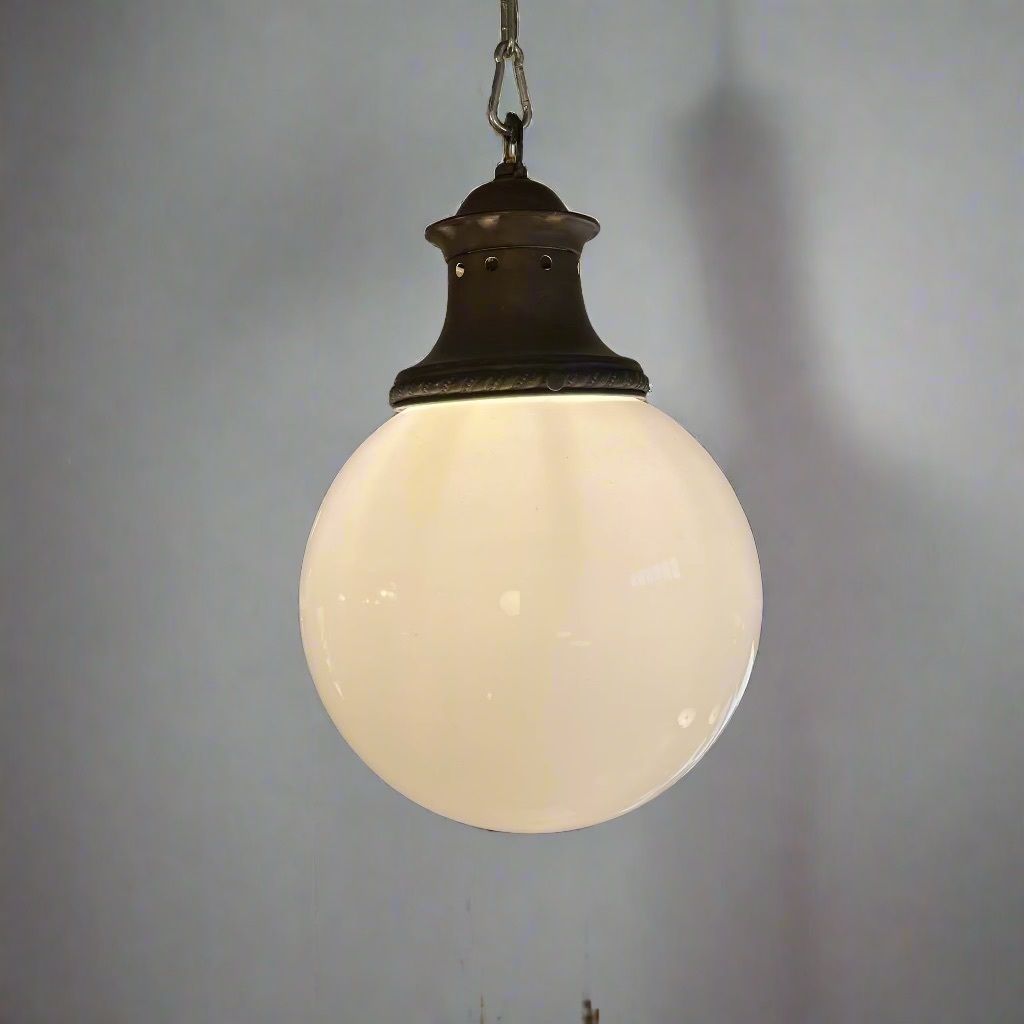 Vintage Round Opaline Light With Fitting