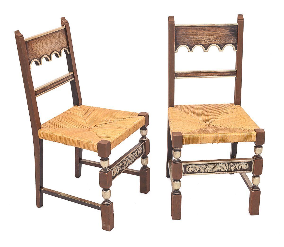 Set Of 8 Straw Chairs. Art Deco, 1940 photo Furniture
