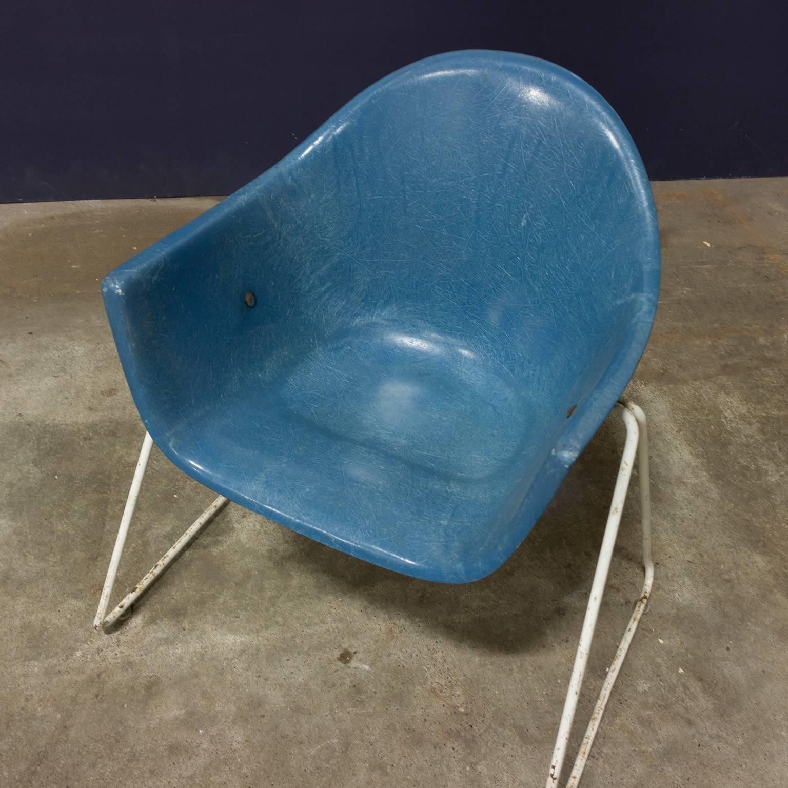 Set Of Fiberglass Children Chairs With Metal Base, Circa 1960 photo buy
