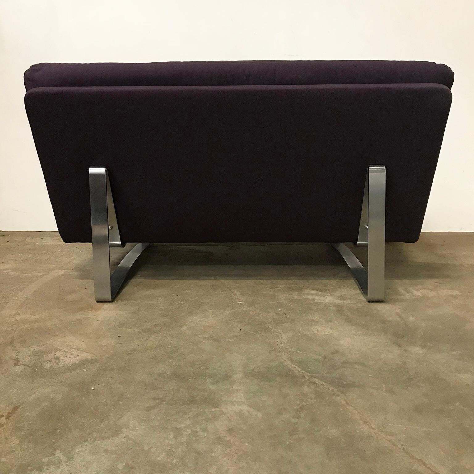 1968, Kho Liang Ie For Artifort, Chrome Base 2 Seat, Redone In Purple Fabric photo buy