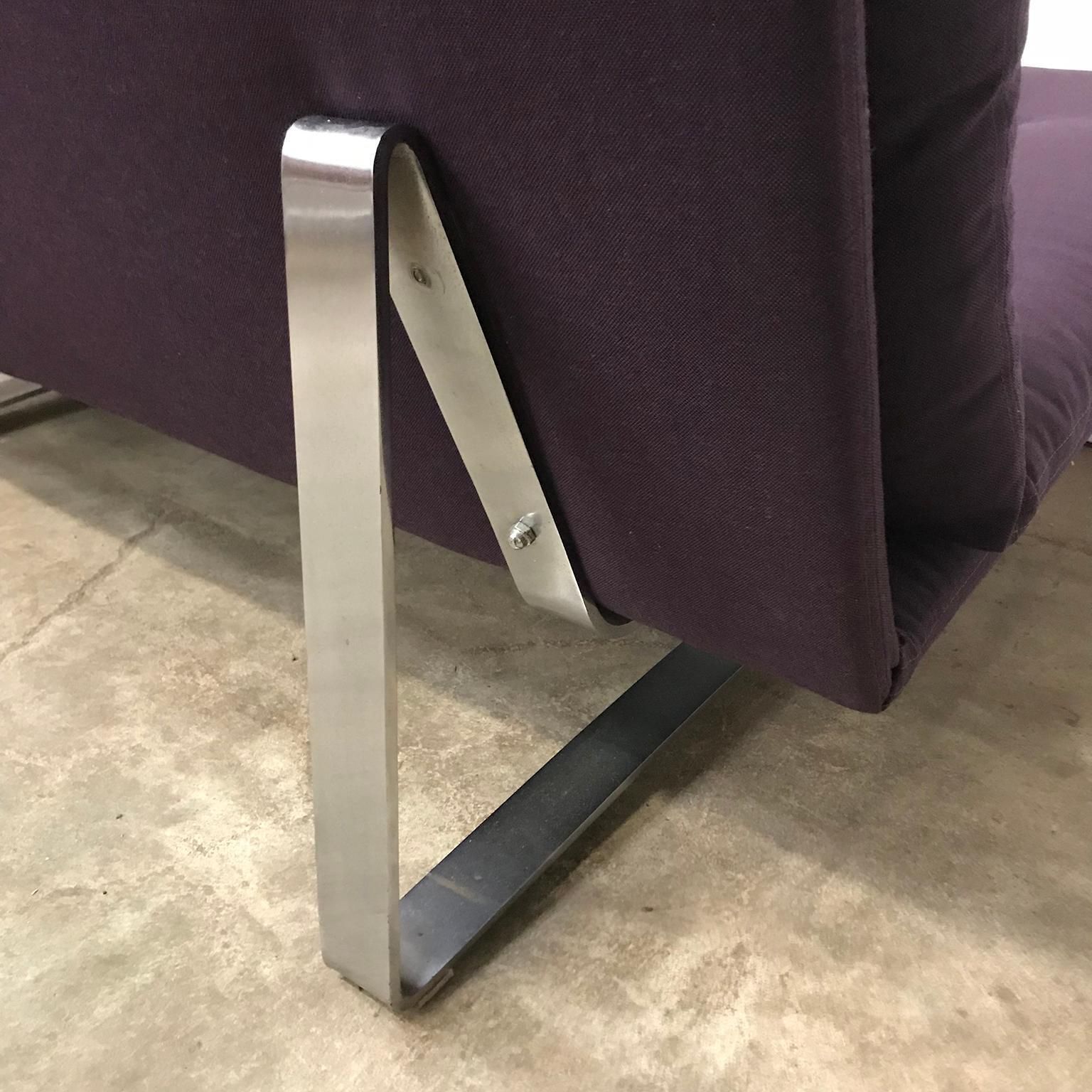 1968, Kho Liang Ie For Artifort, Chrome Base 2 Seat, Redone In Purple Fabric photo vintage