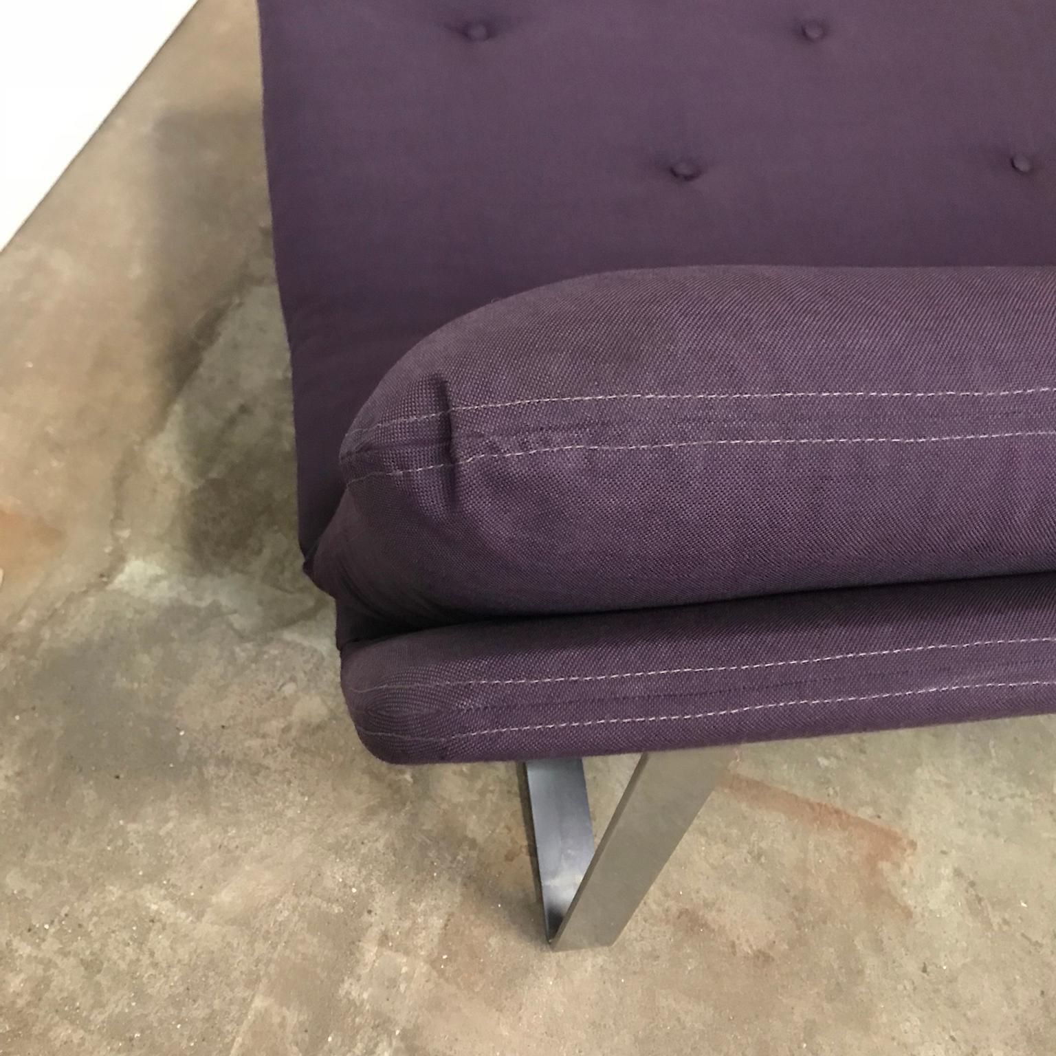 Furniture 1968, Kho Liang Ie For Artifort, Chrome Base 2 Seat, Redone In Purple Fabric photo