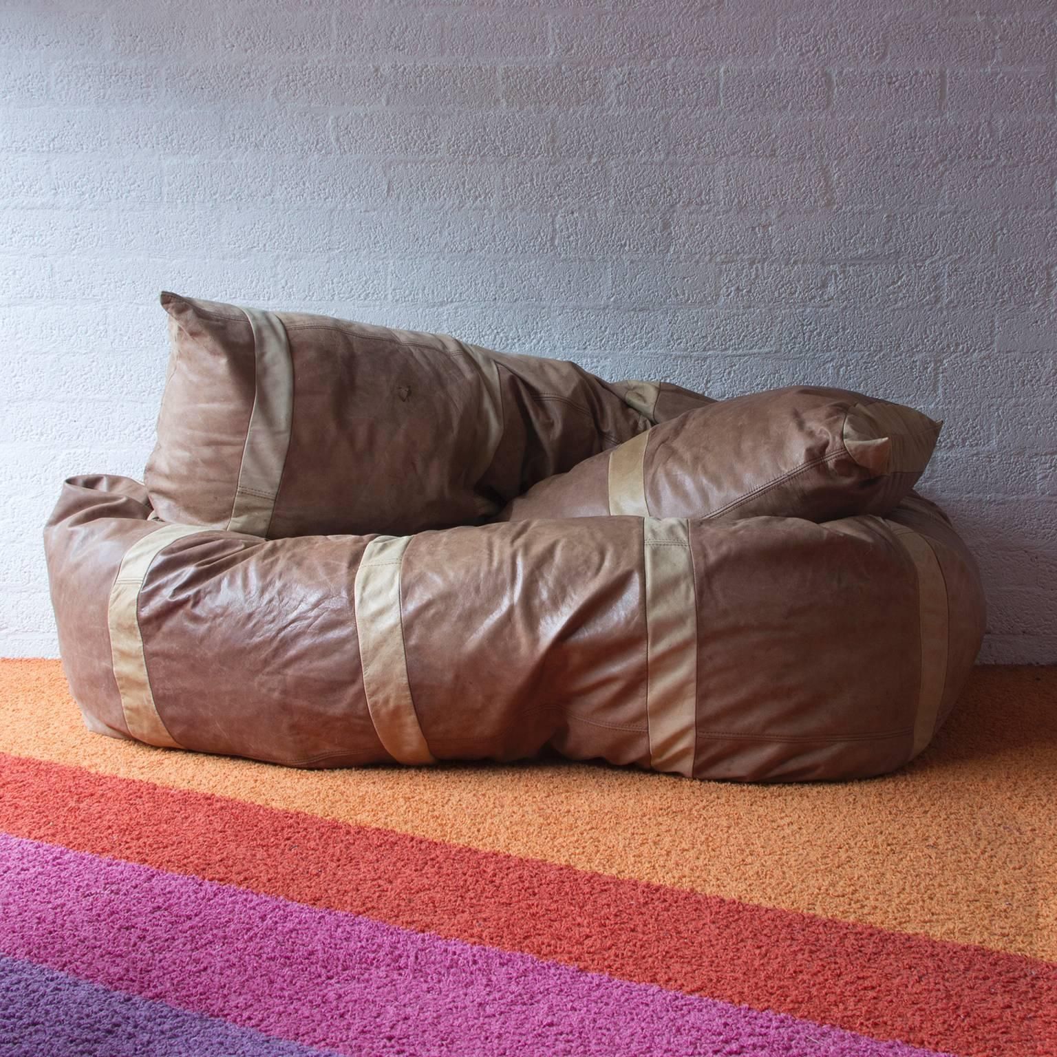 1960, Hans Roebers, Original Snake Couch In Beautiful Soft Brown Leather photo for sale