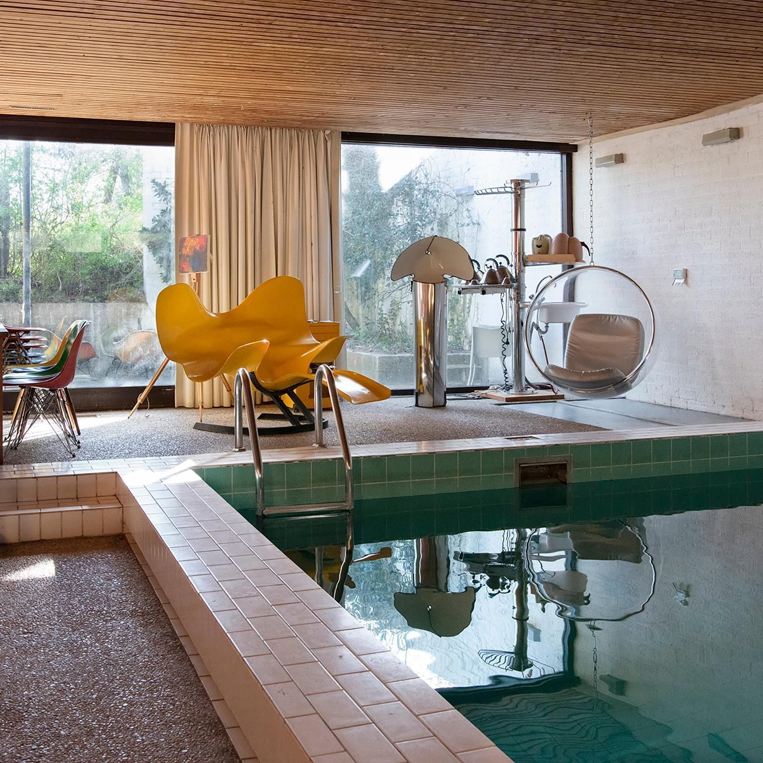 photo vinterior 1960, Hans Roebers, Original Snake Couch In Beautiful Soft Brown Leather