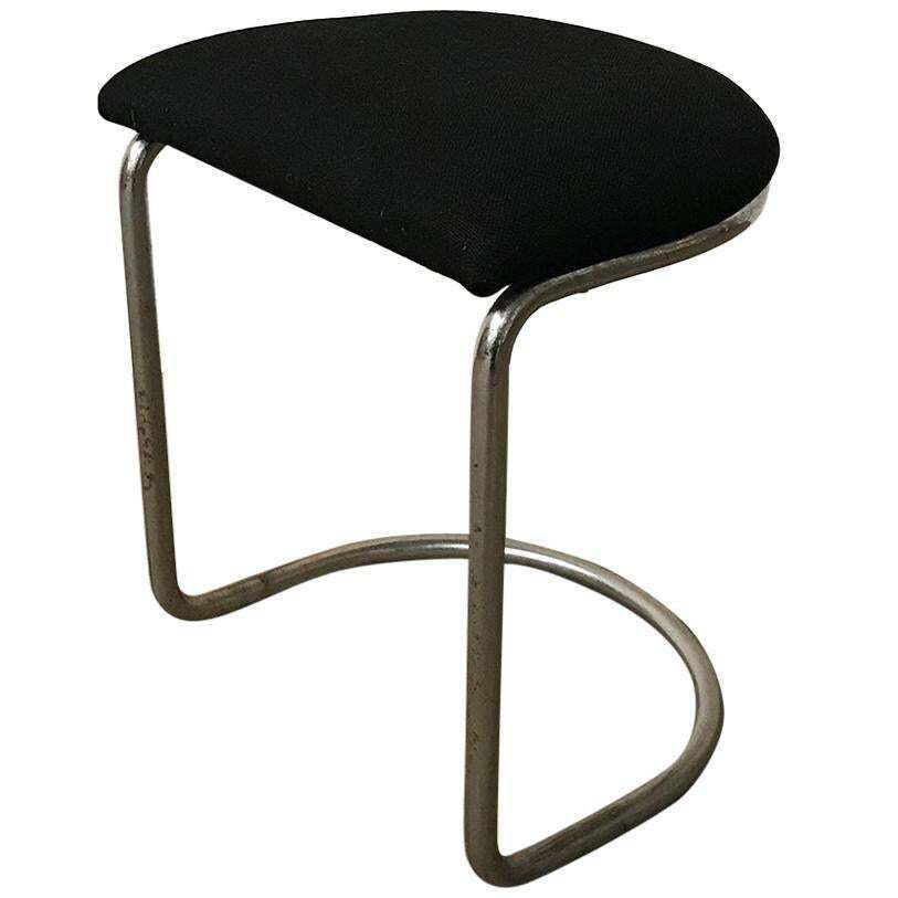 W.H. Gispen For Gispen, For Make Up Tabouret In Chrome And Black, Circa 1930