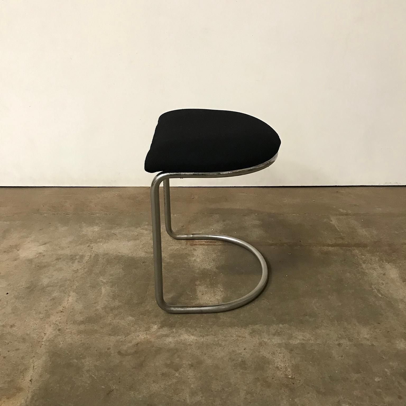 W.H. Gispen For Gispen, For Make Up Tabouret In Chrome And Black, Circa 1930 photo for sale