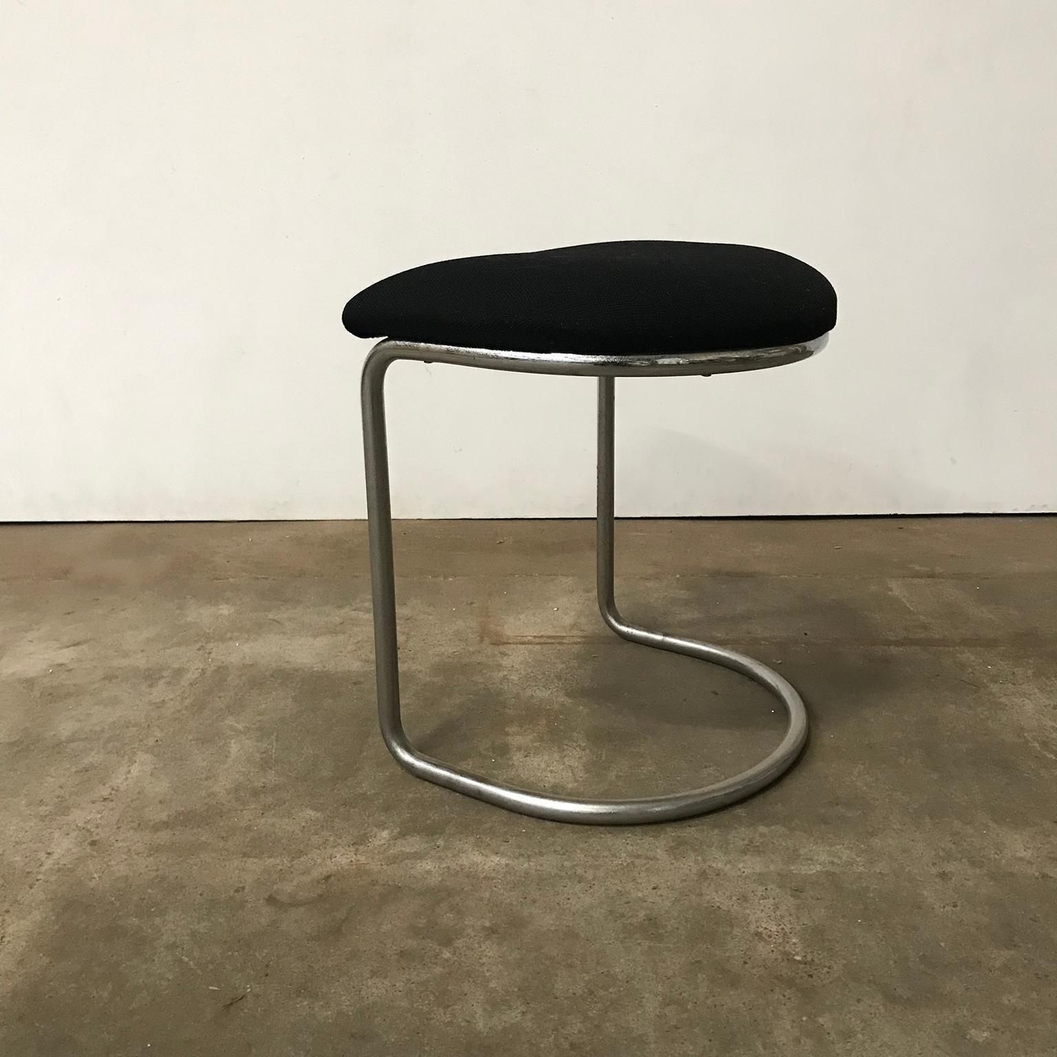 W.H. Gispen For Gispen, For Make Up Tabouret In Chrome And Black, Circa 1930 photo Furniture