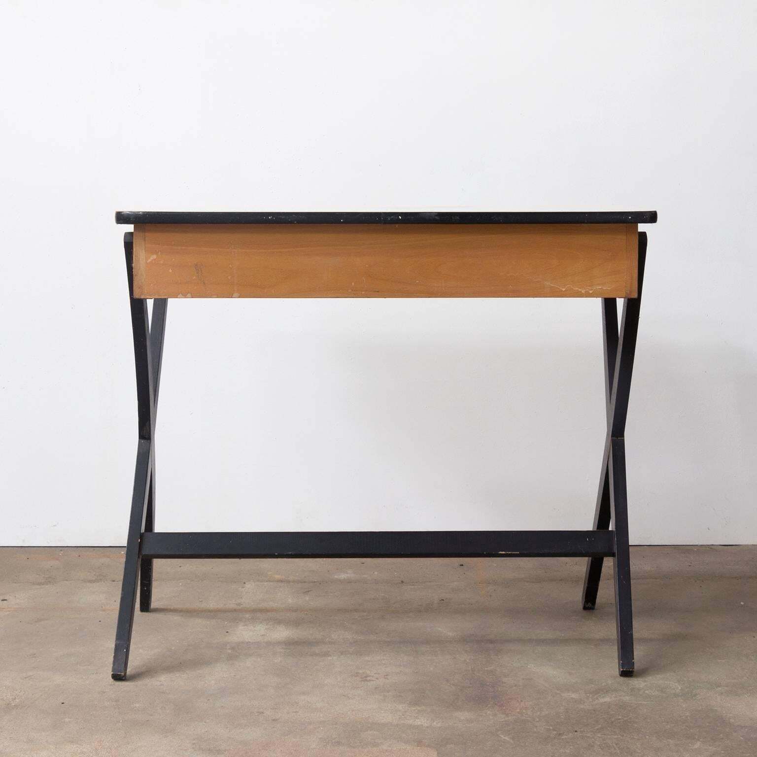 1954, Coen De Vries For Devo Wooden Writing Desk With Red Drawer And Formica Top photo 810.0