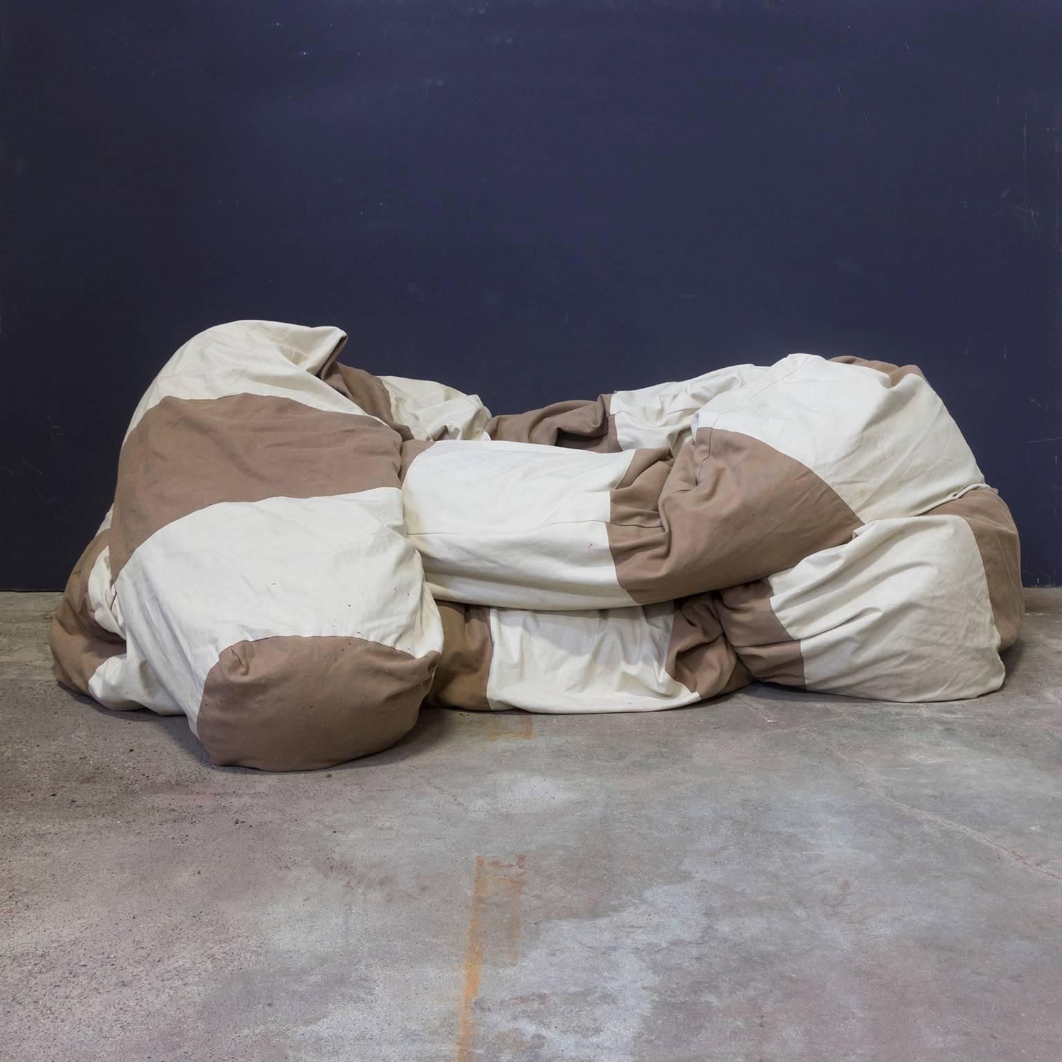 1960, Hans Roebers, Original Snake Couch, Redone In Brown And White Fabric In 90 photo for sale