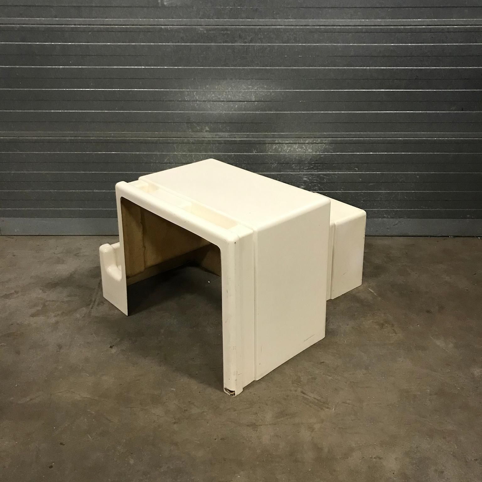 photo furniture Rare 1970s Off White Plastic Children Desk With Stool, Circa 1970