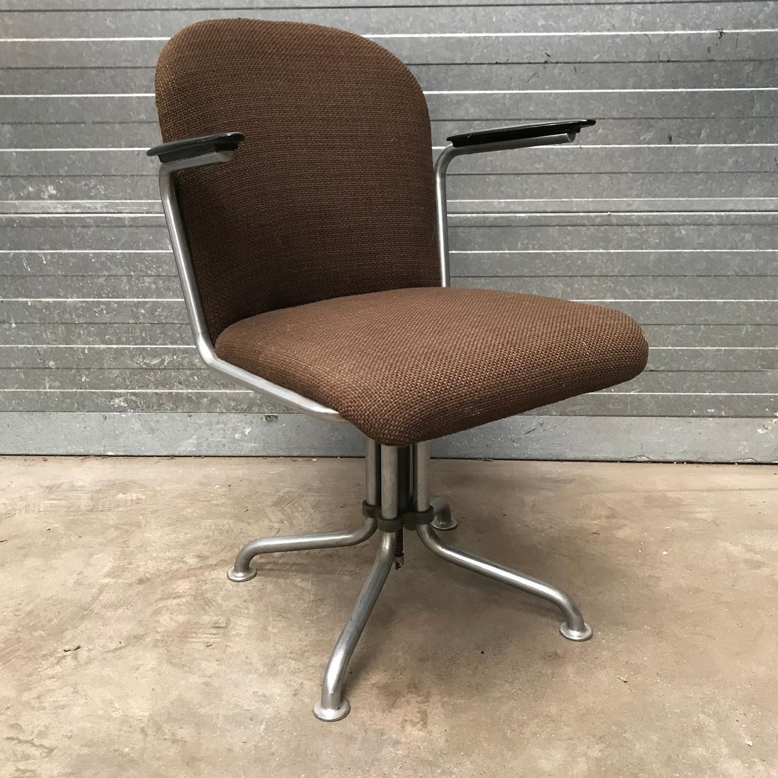 1935, W.H. Gispen By Gispen Culemborg, Office Chair 356, Spear Bakelite Armrests photo for sale