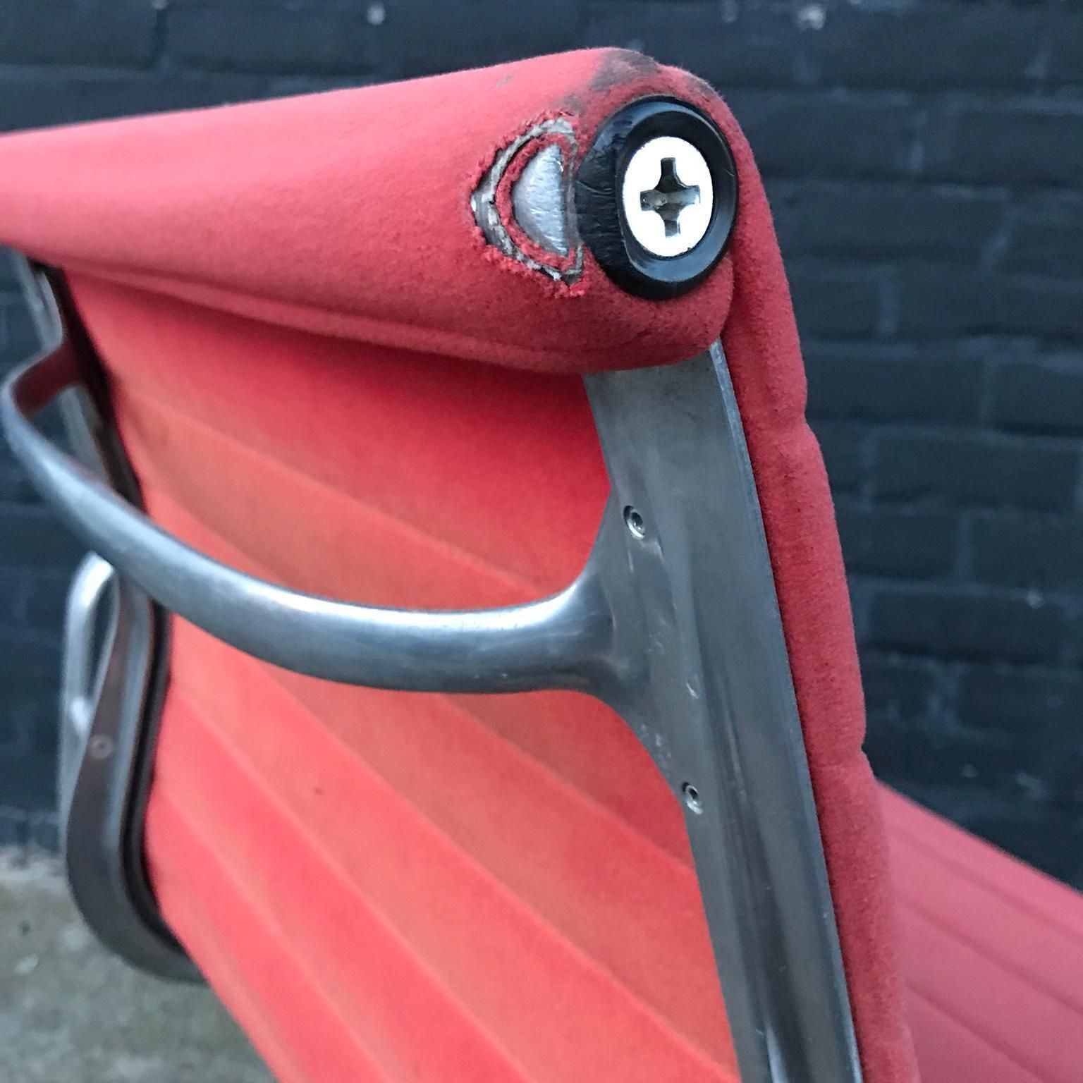 Furniture 1958, Ray And Charles Eames Red Adjustable Tilt Office Chair With Five Wheels photo