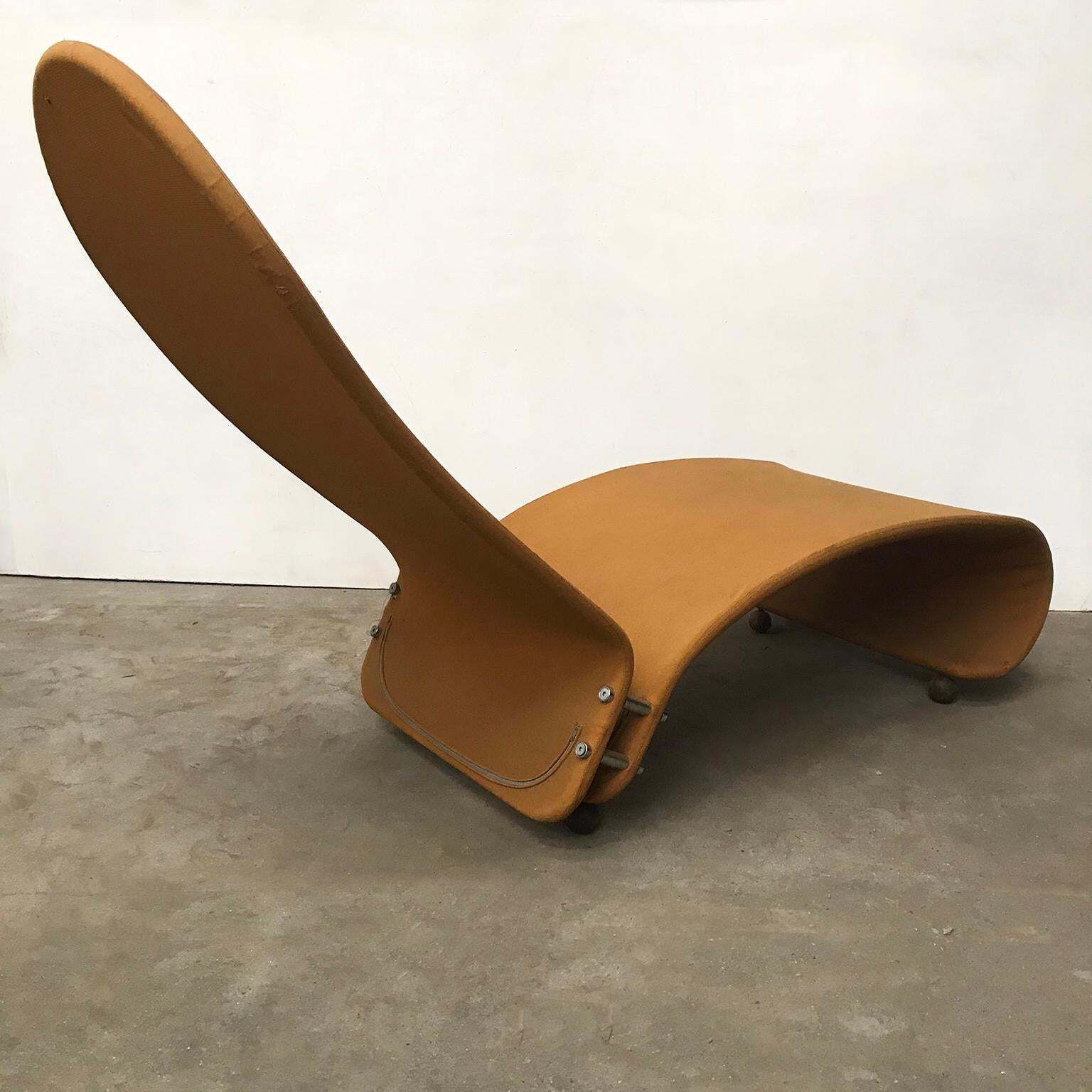 1973, Verner Panton For Rosenthal, 1 2 3 Serie, Rare Chaise Longue, Ochre Fabric photo vinterior