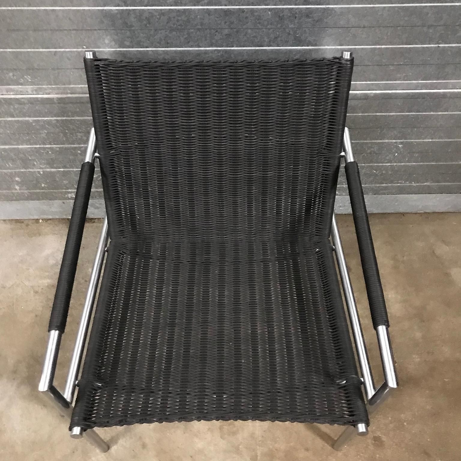 1965, Martin Visser, Sz01 Tubular Easy Chair In Very Rare Black Artificial Cane photo buy
