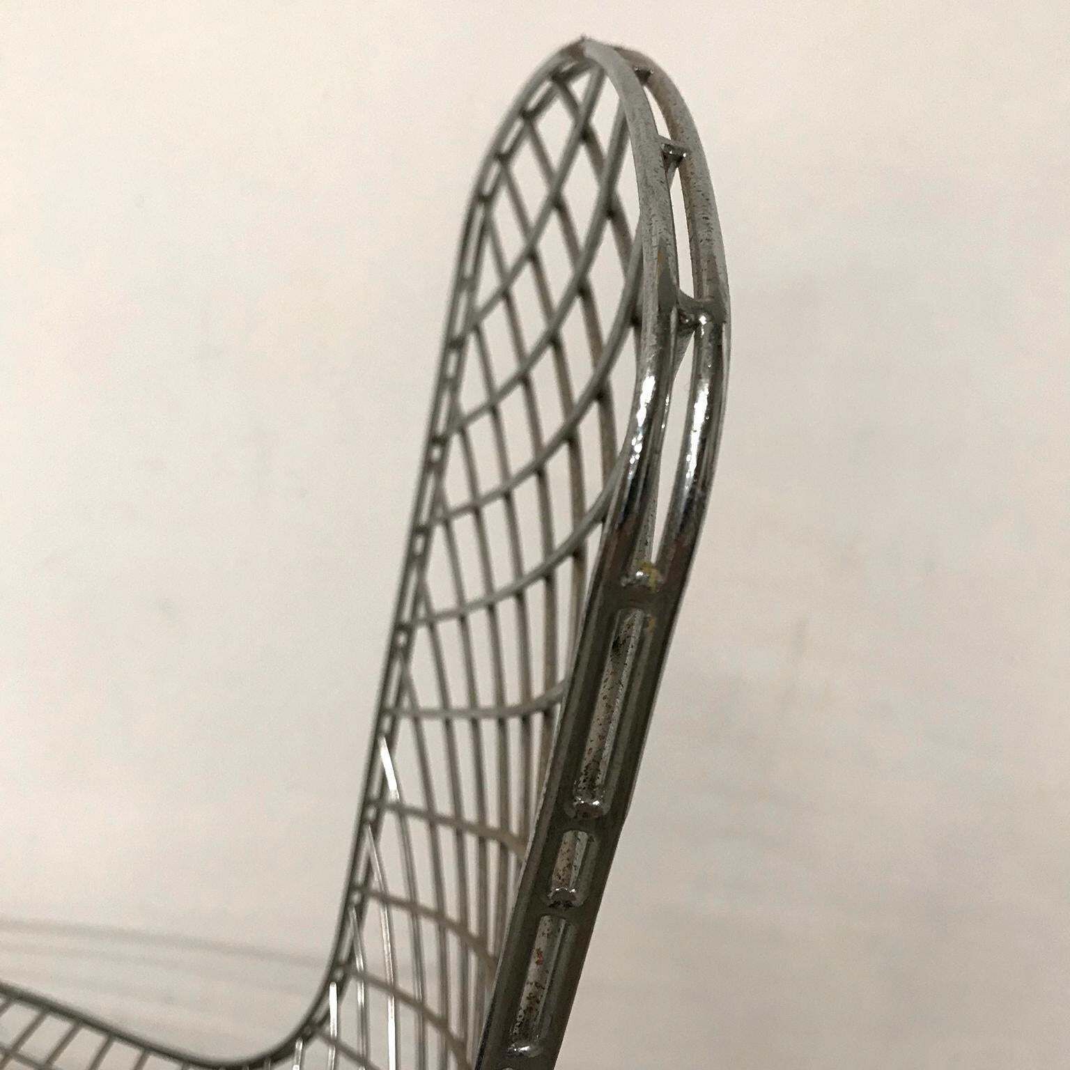 Harry Bertoia, Knoll International Large Chrome Bird Chair, Purple Cushion, 1952 photo vintage