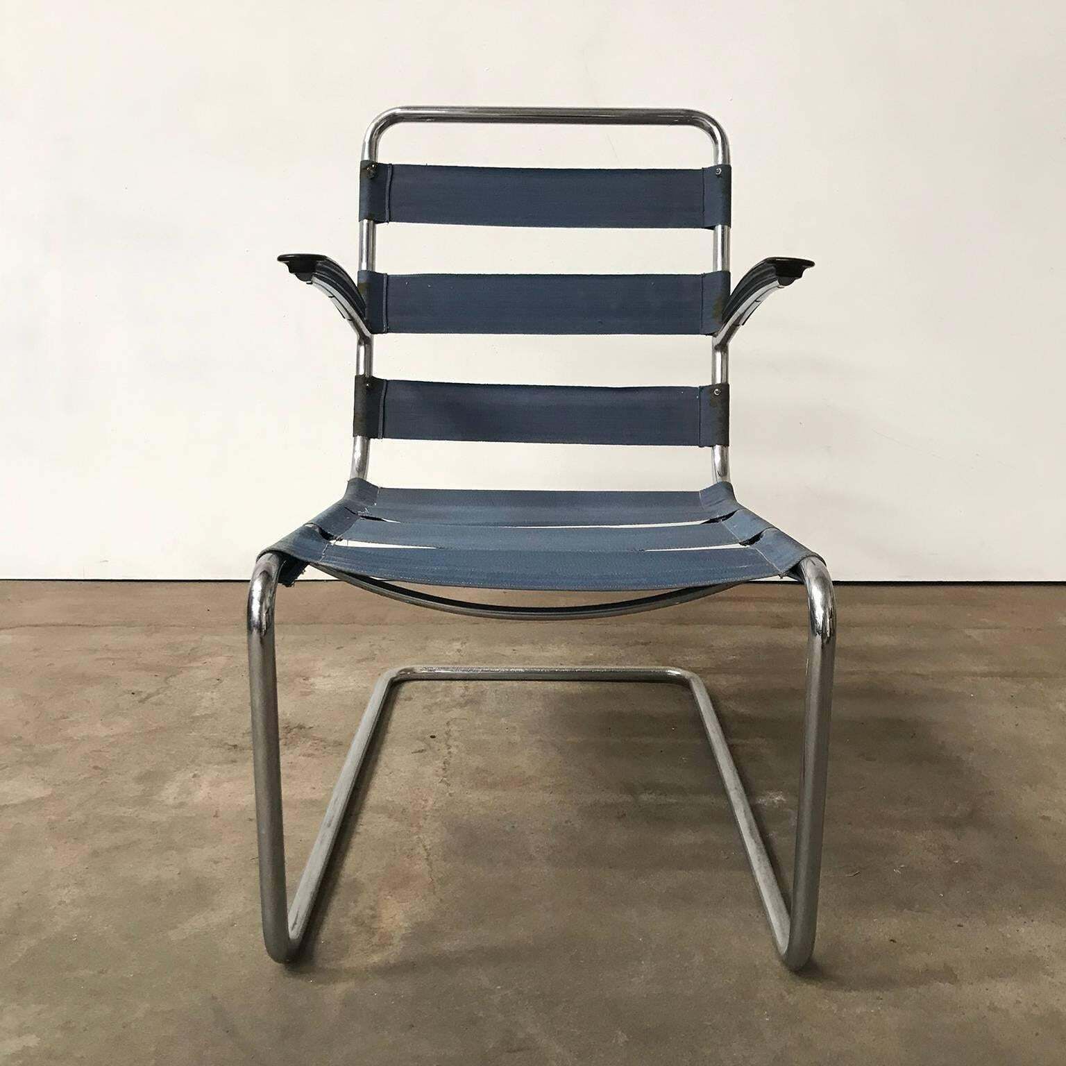 1935, W.H. Gispen For Gispen, Pre War Easy Chair 411 Without Cushions photo vintage