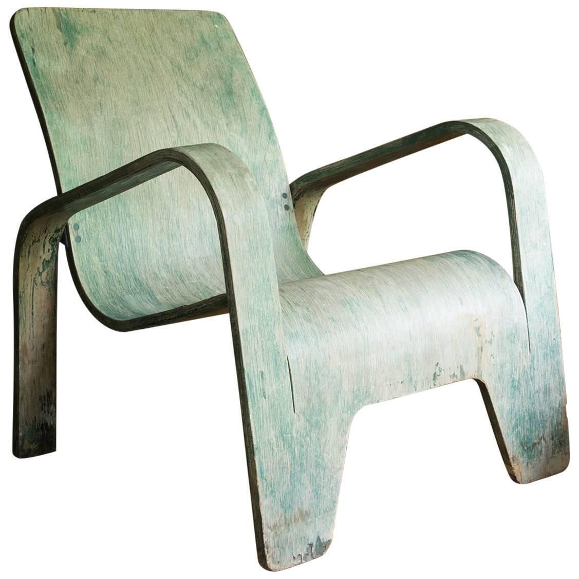 1940, Han Pieck, Plywood Lounge Armchair For Lawo In Green As Published On Book