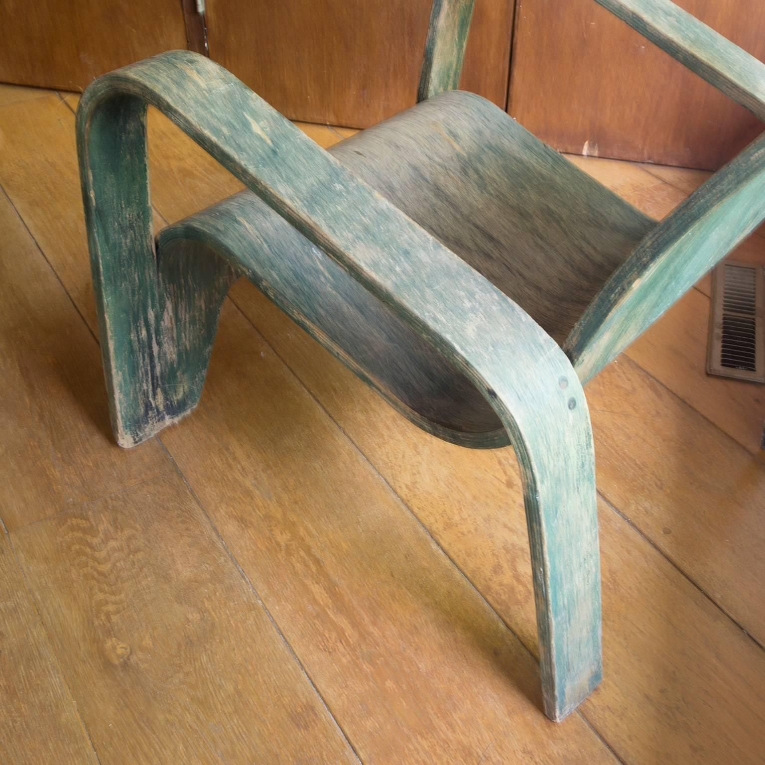 1940, Han Pieck, Plywood Lounge Armchair For Lawo In Green As Published On Book photo vinterior