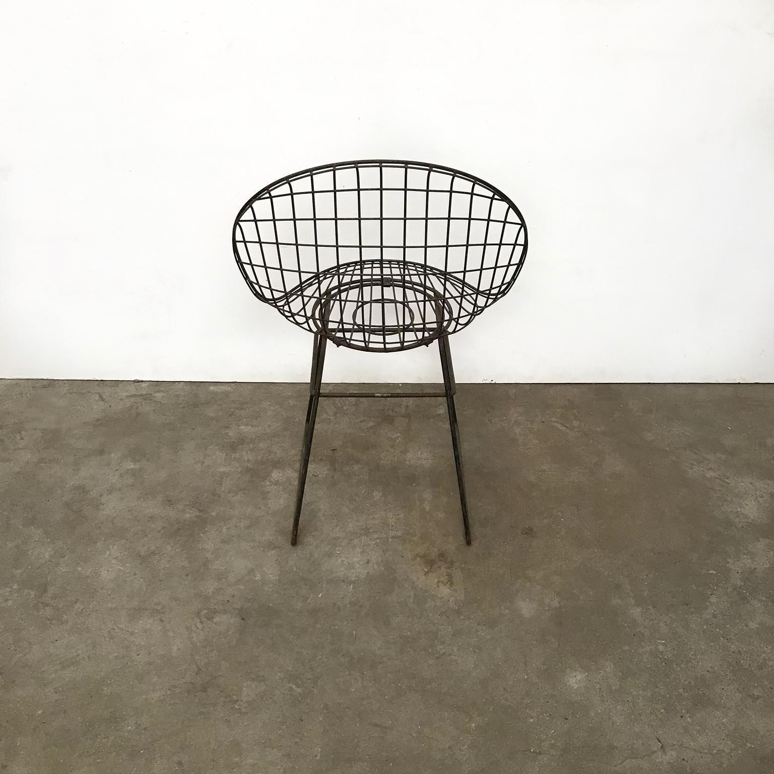 Black Wire Dining Chair With Beautiful Curves And Elegant Silhouet, Circa 1960 photo vintage