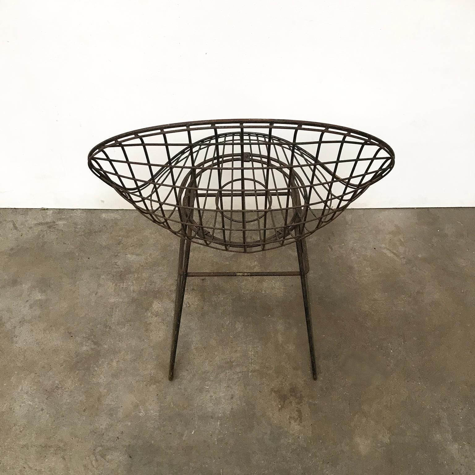 Furniture Black Wire Dining Chair With Beautiful Curves And Elegant Silhouet, Circa 1960 photo