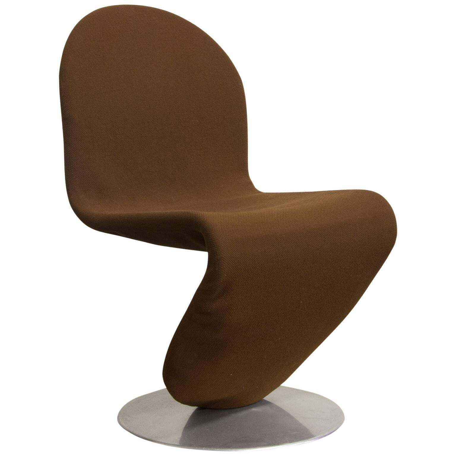 1973 Verner Panton, 1 2 3 Series Dining Chair In Brown Fabric
